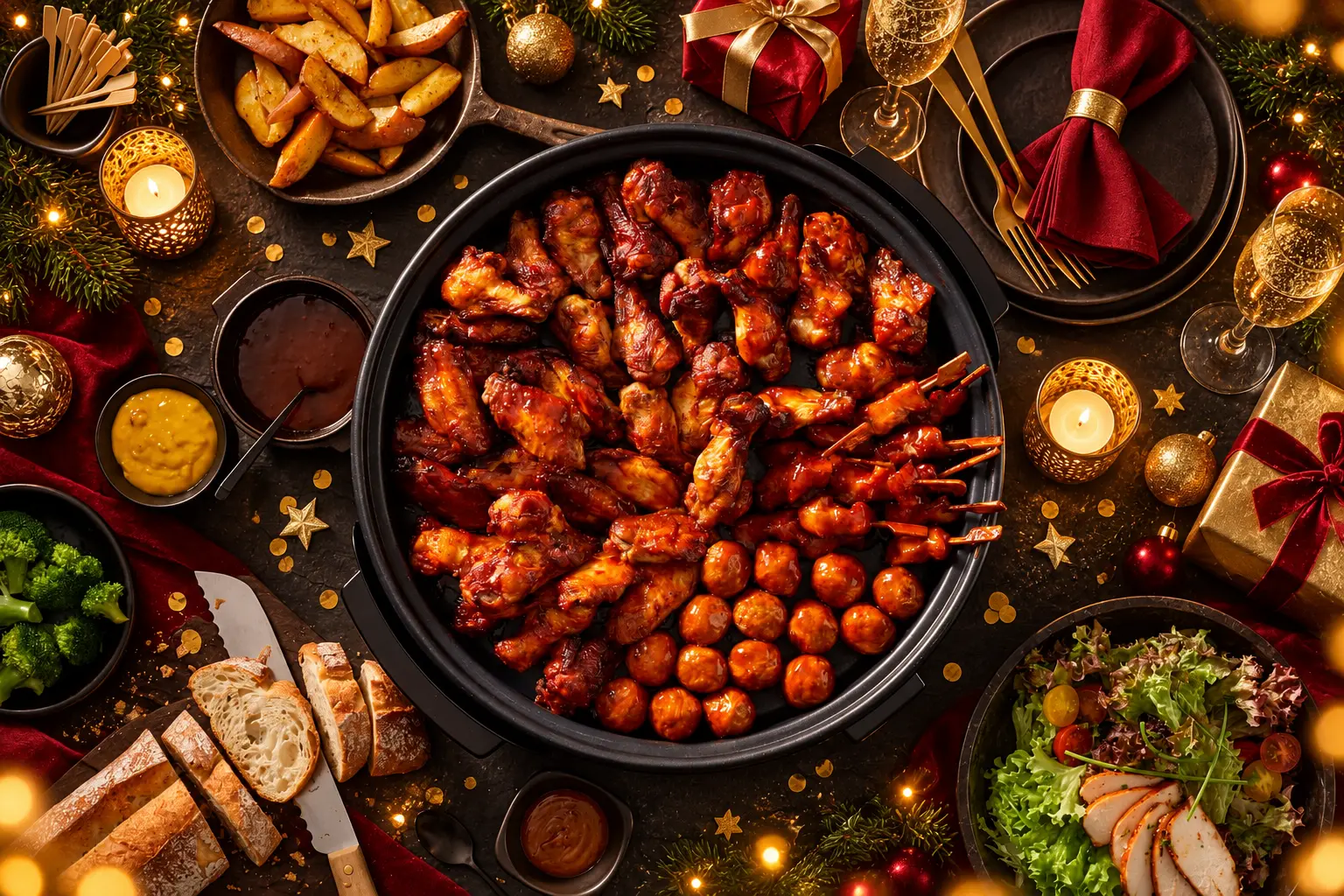Kippan met kiphapjes van Rooster's op een feestelijk gedekte tafel in december